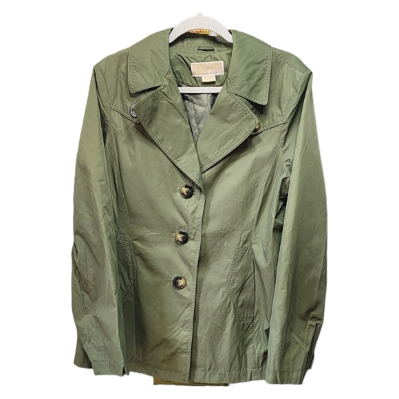 Michael Kors Green Outerwear Button Down Coat Jacket Womens Size Large - Picture 1 of 8